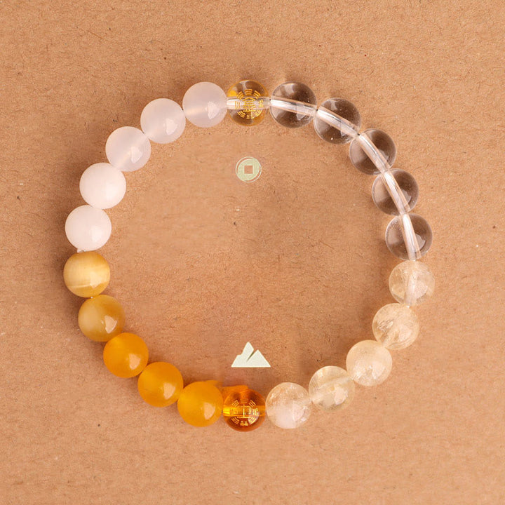 Buddha Stones Bracelet de sagesse en agate, cristal, onyx noir, calcédoine verte et aigue-marine, composé de cinq éléments. - image 30