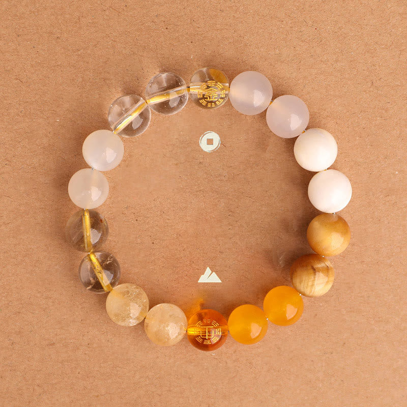 Buddha Stones Bracelet de sagesse en agate, cristal, onyx noir, calcédoine verte et aigue-marine, composé de cinq éléments. - image 32