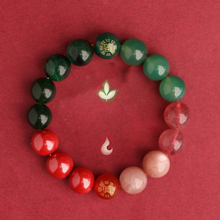 Buddha Stones Bracelet de sagesse en agate, cristal, onyx noir, calcédoine verte et aigue-marine, composé de cinq éléments. - image 52