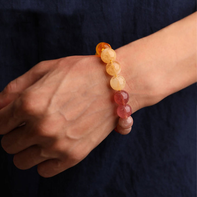 Buddha Stones Bracelet de sagesse en agate, cristal, onyx noir, calcédoine verte et aigue-marine, composé de cinq éléments. - image 44