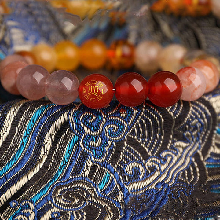 Buddha Stones Bracelet de sagesse en agate, cristal, onyx noir, calcédoine verte et aigue-marine, composé de cinq éléments. - image 43