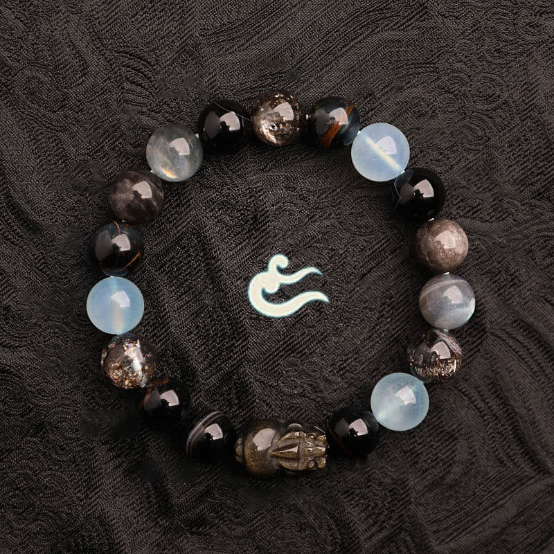 Buddha Stones Bracelet porte-bonheur fantôme vert en agate, cristal, quartz fraise et agate mousse. - image 24
