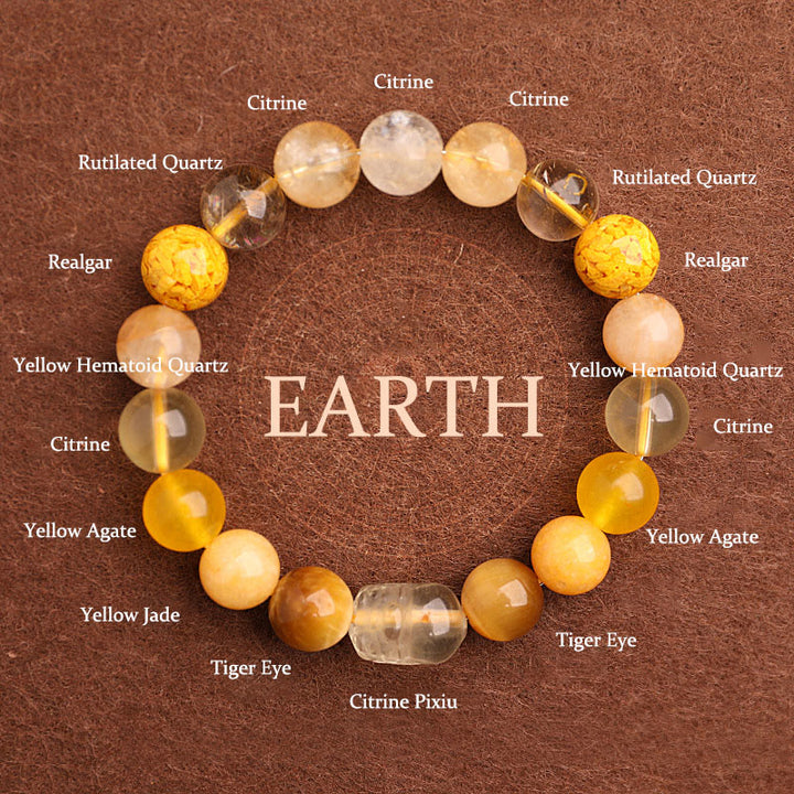 Buddha Stones Bracelet porte-bonheur fantôme vert en agate, cristal, quartz fraise et agate mousse. - Terre (Tour de poignet : 14-16 cm) - 10 mm - image 35