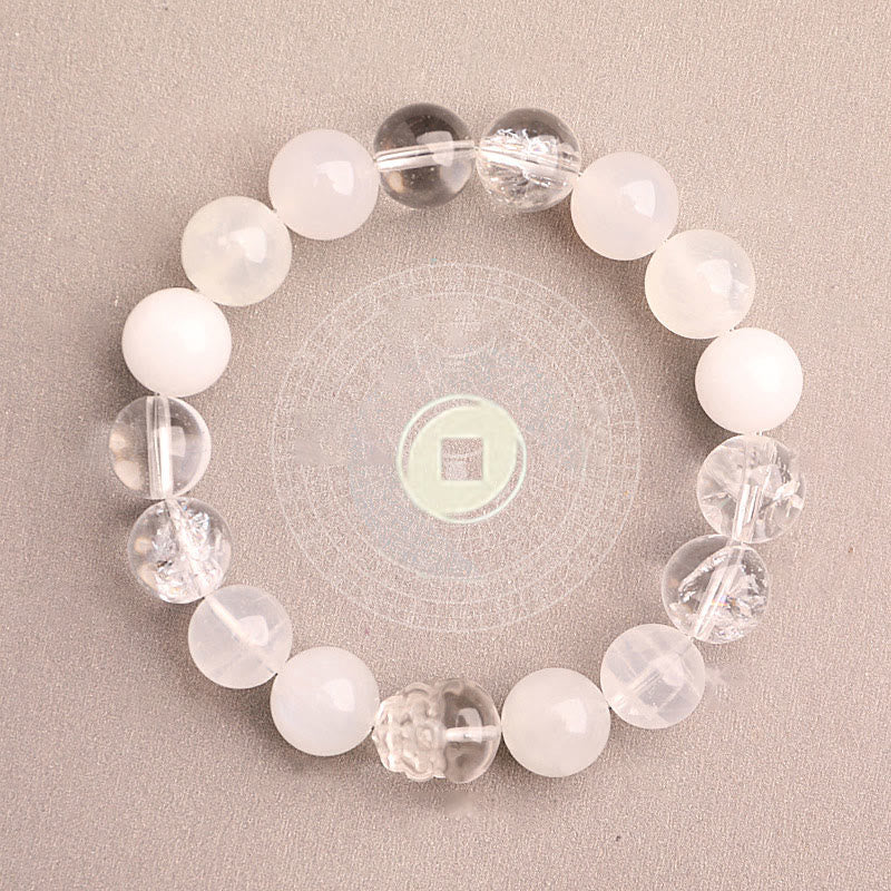 Buddha Stones Bracelet porte-bonheur fantôme vert en agate, cristal, quartz fraise et agate mousse. - image 40