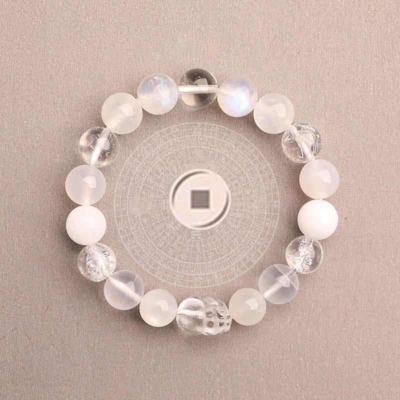 Buddha Stones Bracelet porte-bonheur fantôme vert en agate, cristal, quartz fraise et agate mousse. - image 42