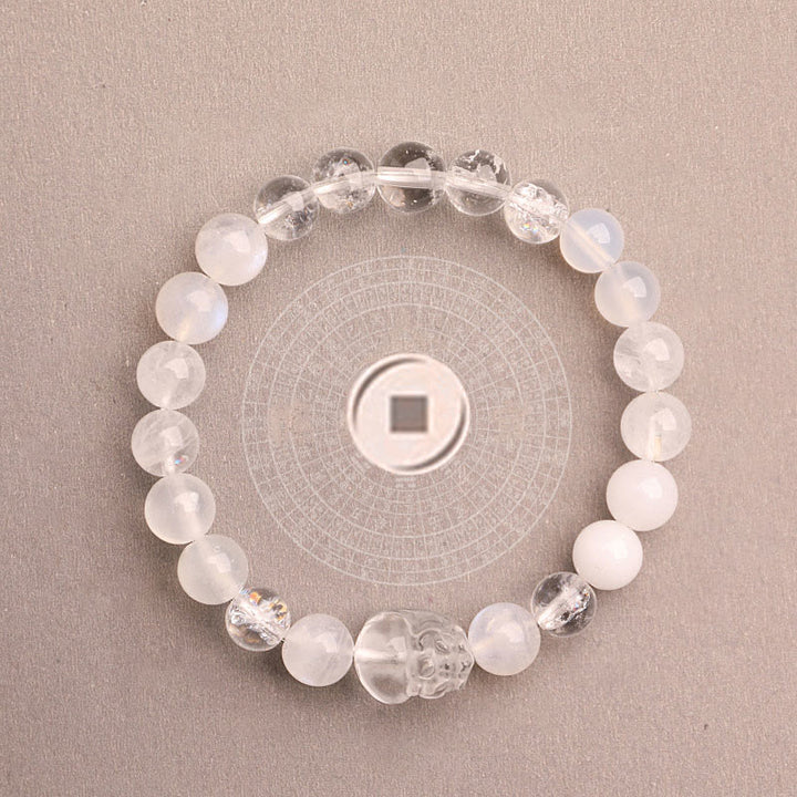 Buddha Stones Bracelet porte-bonheur fantôme vert en agate, cristal, quartz fraise et agate mousse. - image 44
