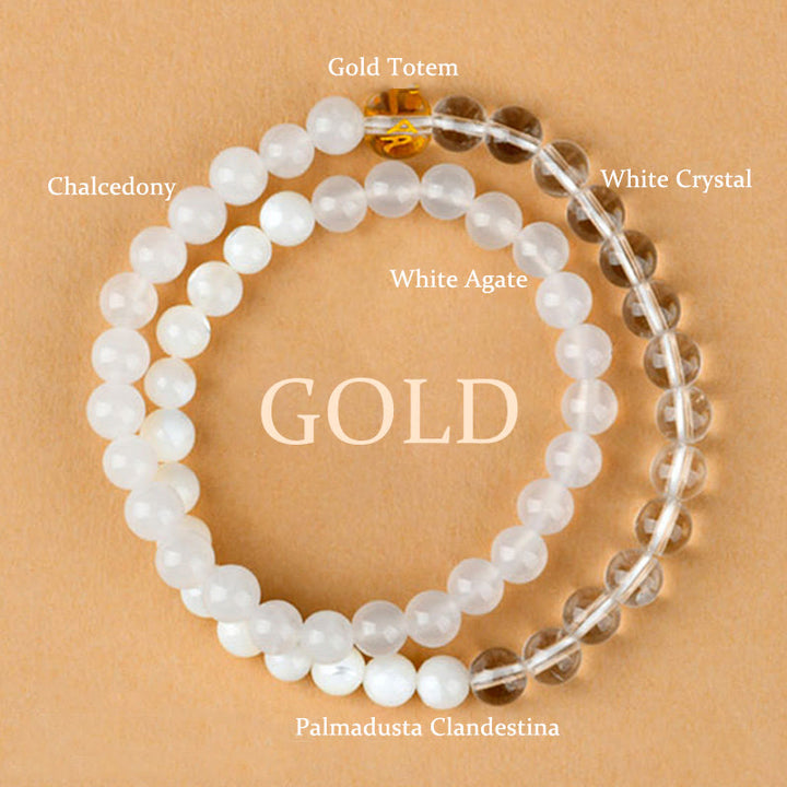 Buddha Stones Cinq éléments Divers cristal d'agate Calcédoine Cristal blanc Bracelet porte-bonheur en agate blanche