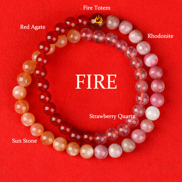 Buddha Stones Cinq éléments Divers cristal d'agate Calcédoine Cristal blanc Bracelet porte-bonheur en agate blanche