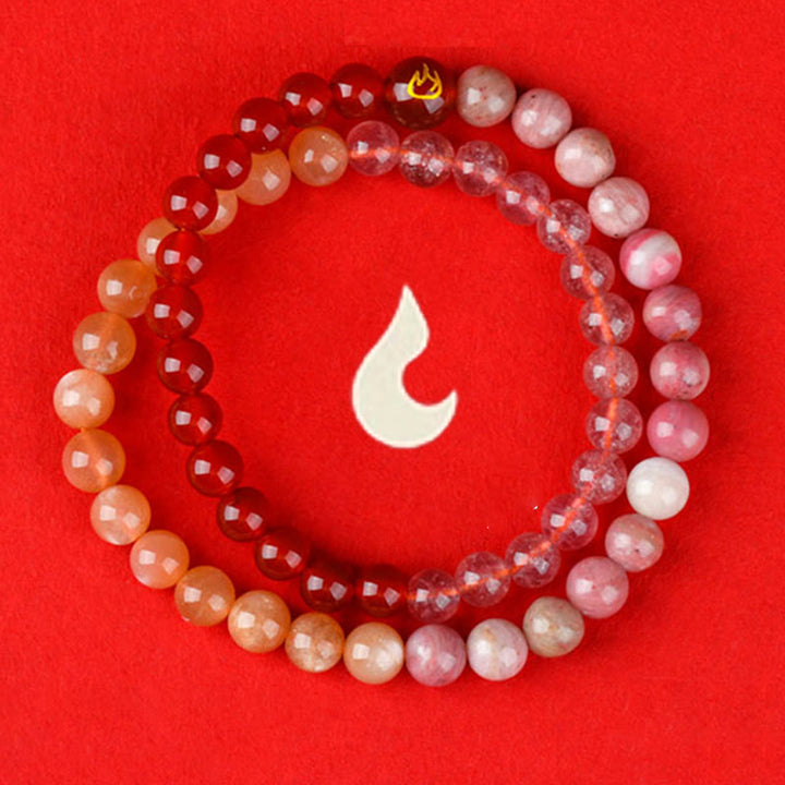 Buddha Stones Cinq éléments Divers cristal d'agate Calcédoine Cristal blanc Bracelet porte-bonheur en agate blanche