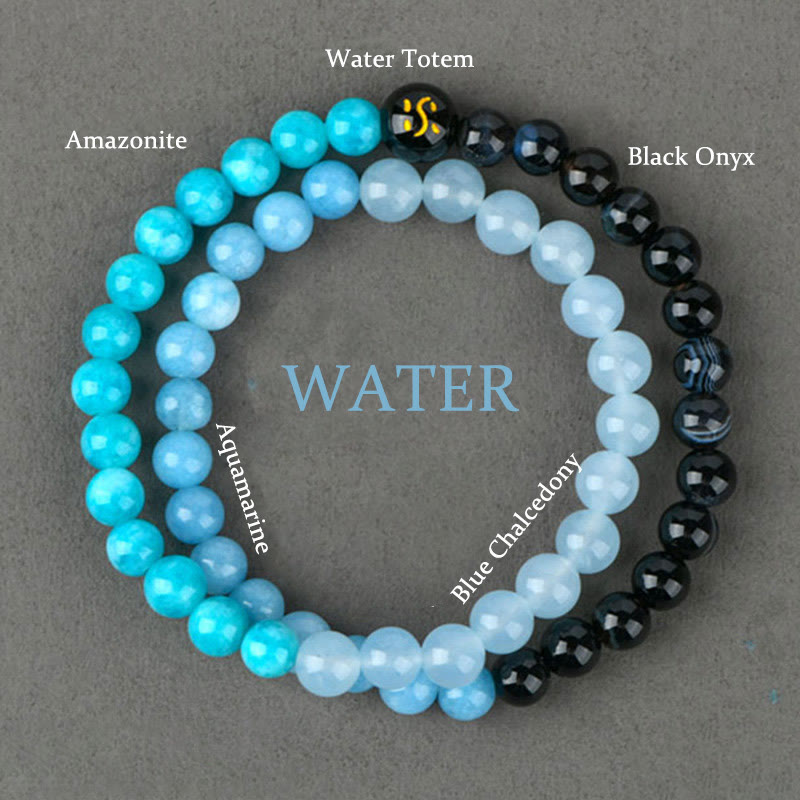 Buddha Stones Cinq éléments Divers cristal d'agate Calcédoine Cristal blanc Bracelet porte-bonheur en agate blanche