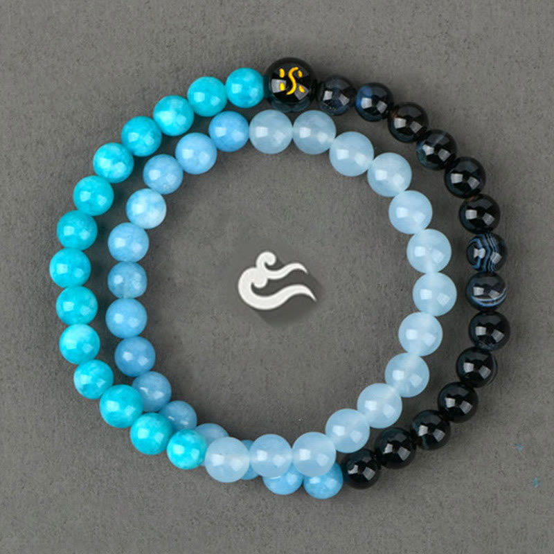Buddha Stones Cinq éléments Divers cristal d'agate Calcédoine Cristal blanc Bracelet porte-bonheur en agate blanche