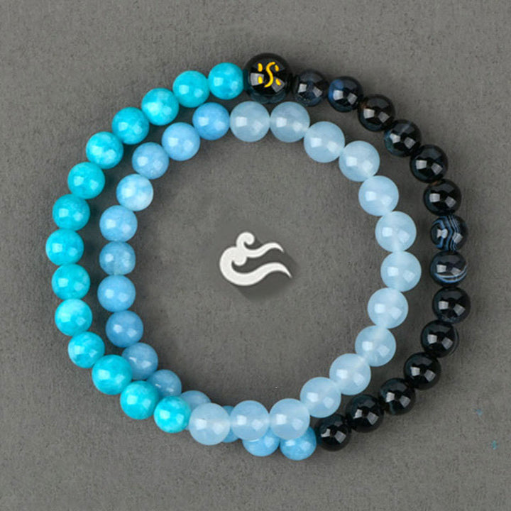 Buddha Stones Cinq éléments Divers cristal d'agate Calcédoine Cristal blanc Bracelet porte-bonheur en agate blanche