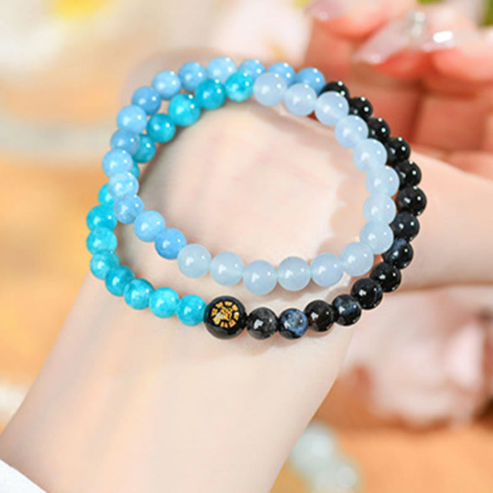 Buddha Stones Cinq éléments Divers cristal d'agate Calcédoine Cristal blanc Bracelet porte-bonheur en agate blanche