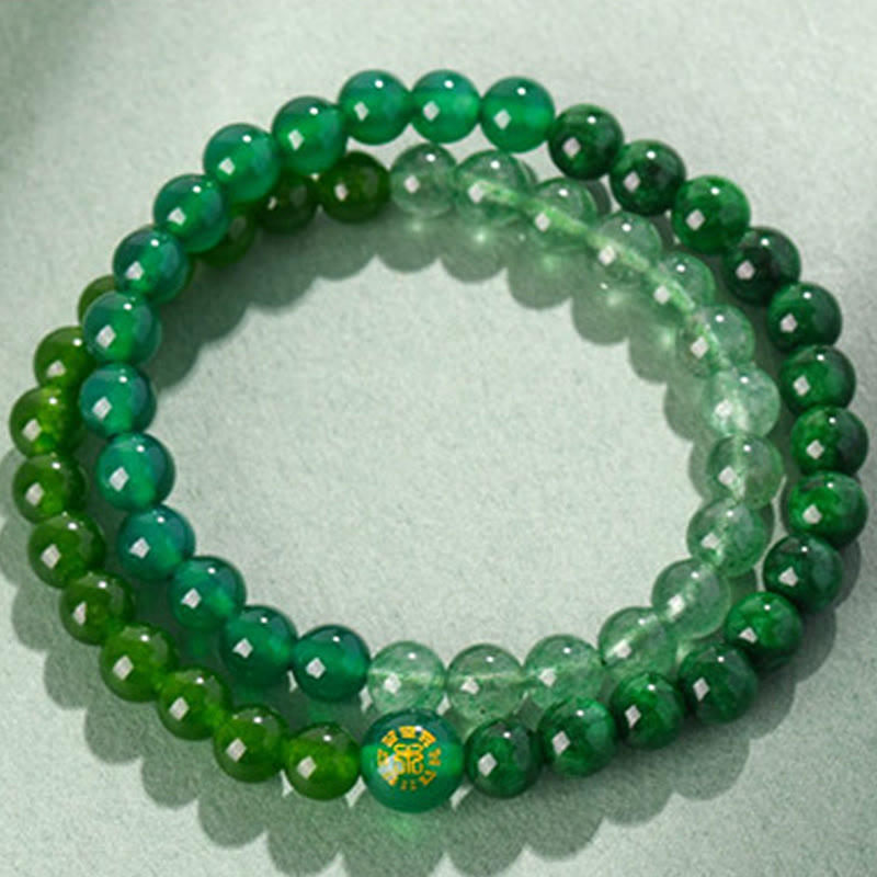 Buddha Stones Cinq éléments Divers cristal d'agate Calcédoine Cristal blanc Bracelet porte-bonheur en agate blanche
