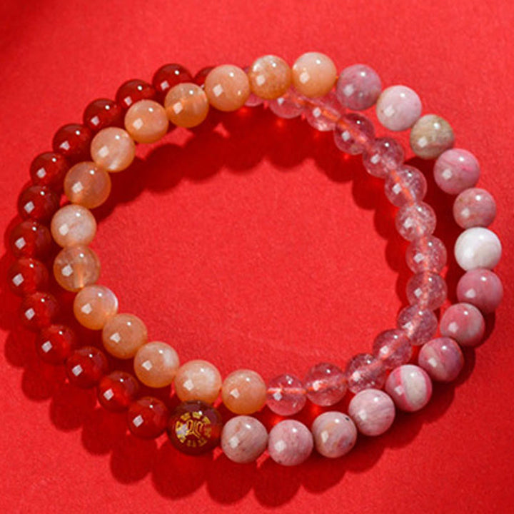 Buddha Stones Cinq éléments Divers cristal d'agate Calcédoine Cristal blanc Bracelet porte-bonheur en agate blanche