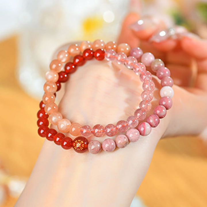 Buddha Stones Cinq éléments Divers cristal d'agate Calcédoine Cristal blanc Bracelet porte-bonheur en agate blanche