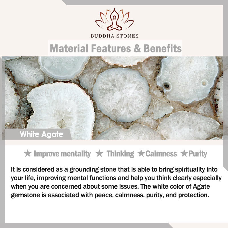 Buddha Stones Cinq éléments Divers cristal d'agate Calcédoine Cristal blanc Bracelet porte-bonheur en agate blanche - image 7