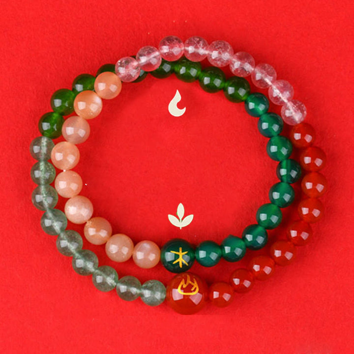 Buddha Stones Cinq éléments Divers cristal d'agate Perle Onyx noir Agate blanche Cristal blanc Bracelet porte-bonheur