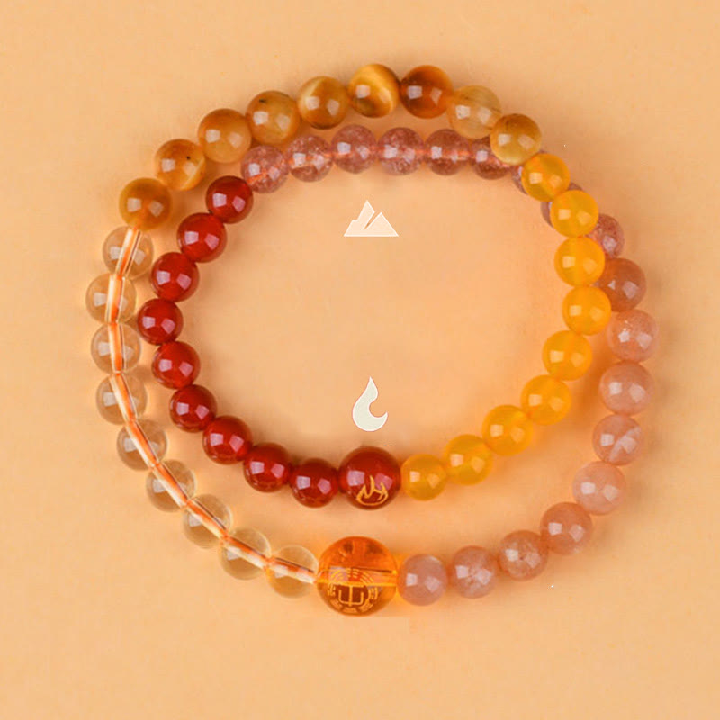 Buddha Stones Cinq éléments Divers cristal d'agate Perle Onyx noir Agate blanche Cristal blanc Bracelet porte-bonheur