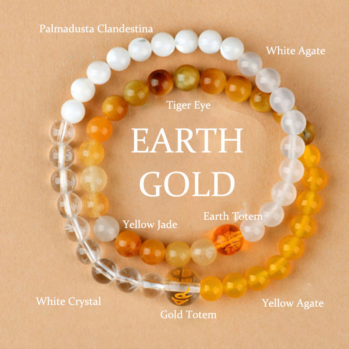 Buddha Stones Cinq éléments Divers cristal d'agate Perle Onyx noir Agate blanche Cristal blanc Bracelet porte-bonheur