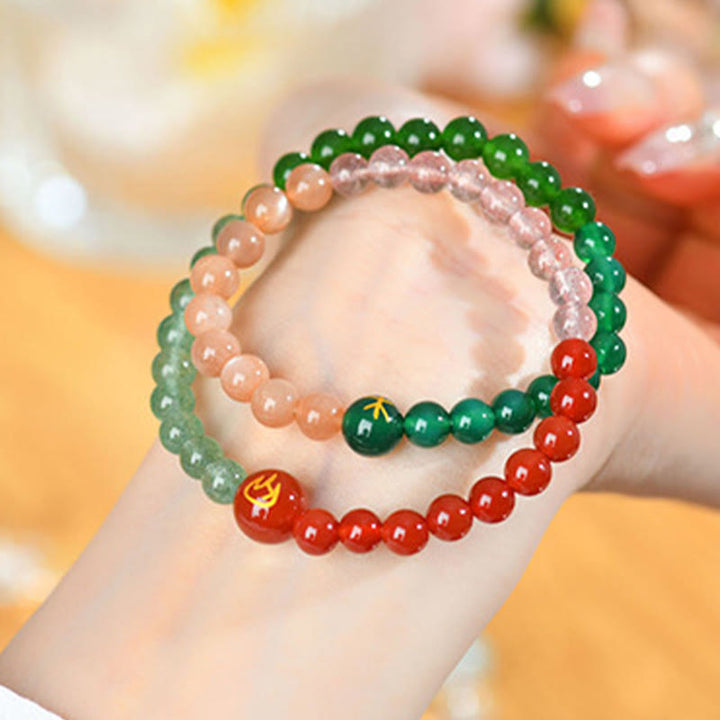 Buddha Stones Cinq éléments Divers cristal d'agate Perle Onyx noir Agate blanche Cristal blanc Bracelet porte-bonheur