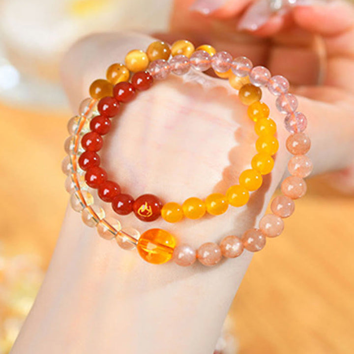Buddha Stones Cinq éléments Divers cristal d'agate Perle Onyx noir Agate blanche Cristal blanc Bracelet porte-bonheur