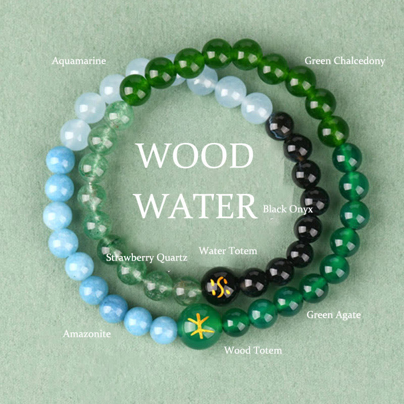 Buddha Stones Cinq éléments Divers cristal d'agate Perle Onyx noir Agate blanche Cristal blanc Bracelet porte-bonheur