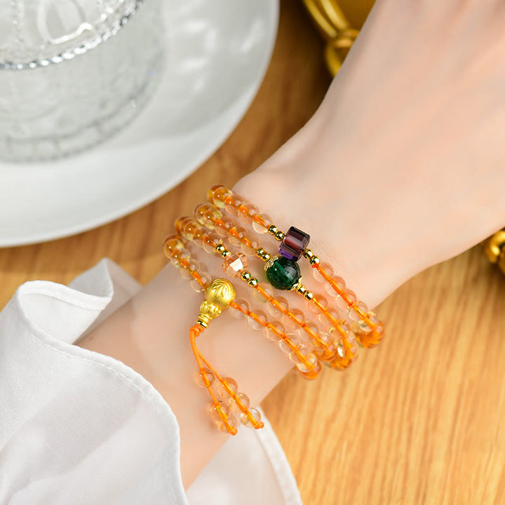 Bracelet Mala 108 perles en citrine de Buddha Stones