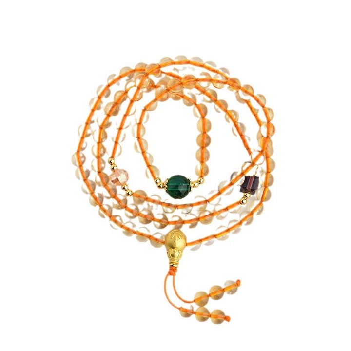 Bracelet Mala 108 perles en citrine de Buddha Stones