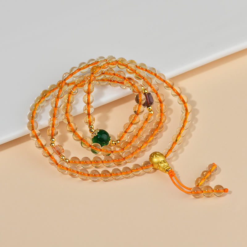 Bracelet Mala 108 perles en citrine de Buddha Stones