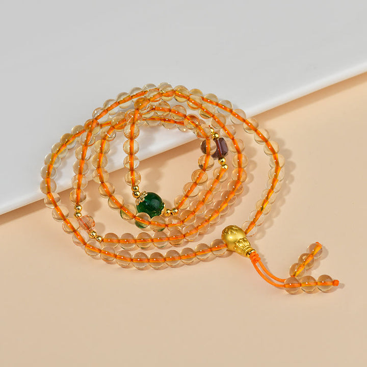 Bracelet Mala 108 perles en citrine de Buddha Stones