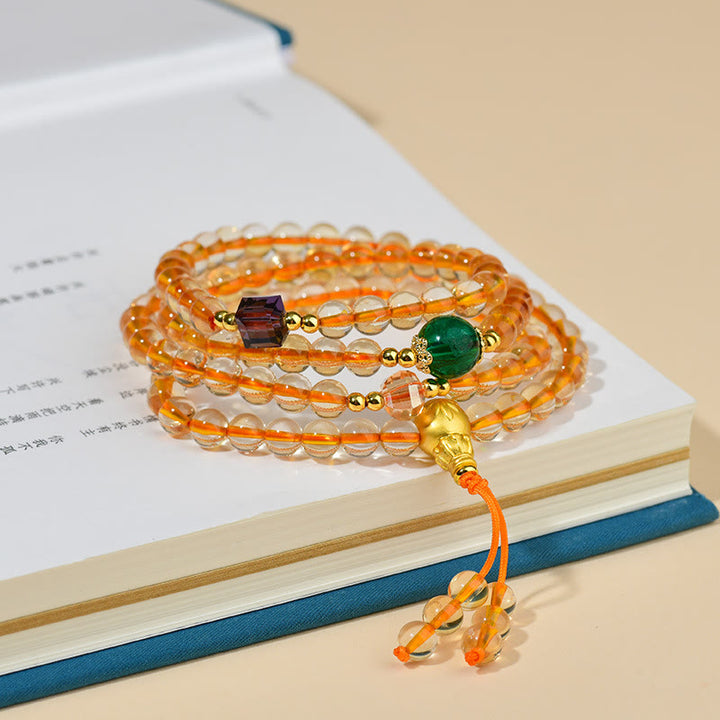 Bracelet Mala 108 perles en citrine de Buddha Stones