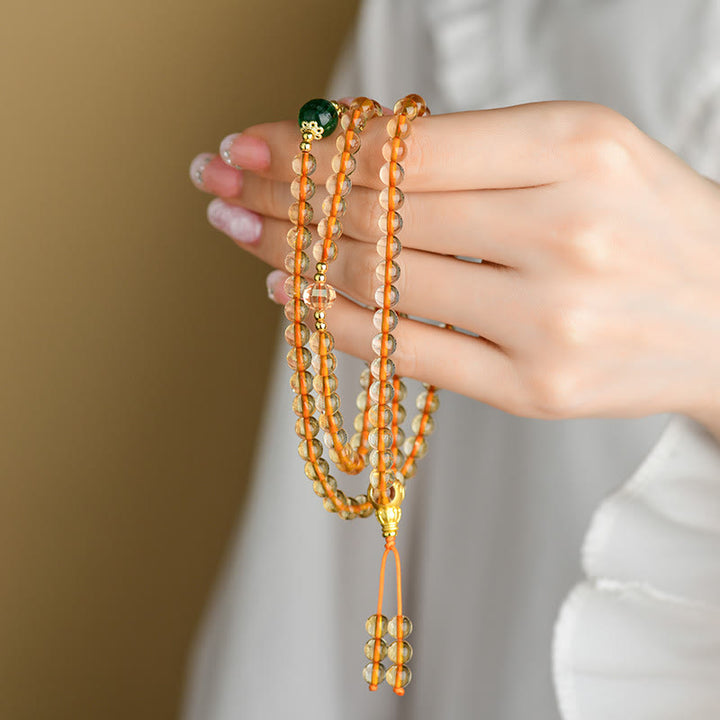 Bracelet Mala 108 perles en citrine de Buddha Stones