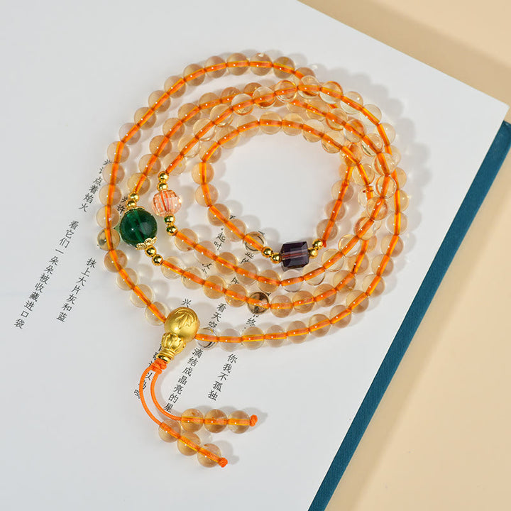 Bracelet Mala 108 perles en citrine de Buddha Stones