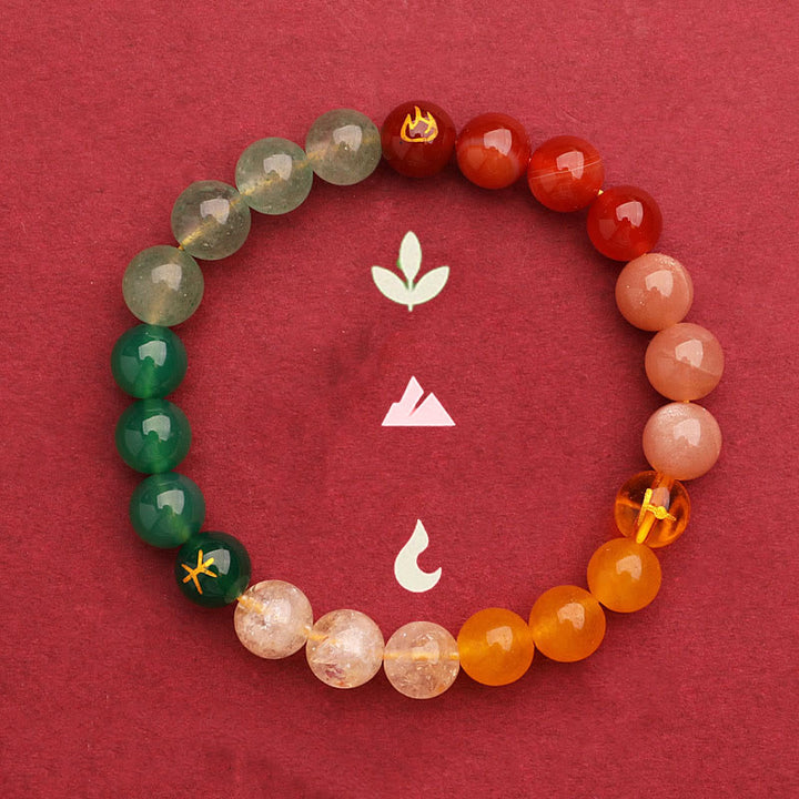 Bracelet de richesse en Buddha Stones, cinq éléments, divers cristaux d'agate, quartz vert fraise, pierre du soleil - image 11