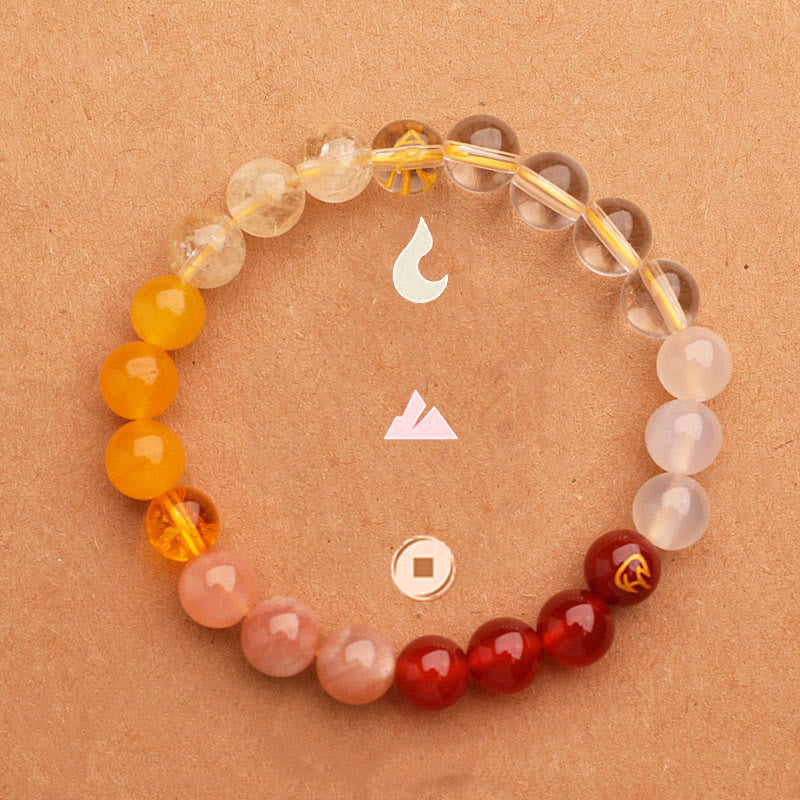 Bracelet de richesse en Buddha Stones, cinq éléments, divers cristaux d'agate, quartz vert fraise, pierre du soleil - image 27