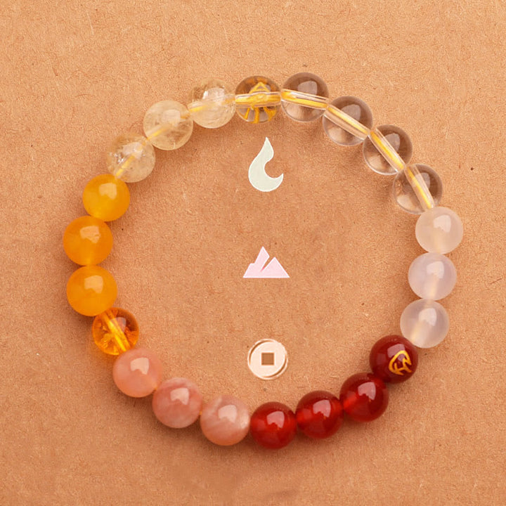 Bracelet de richesse en Buddha Stones, cinq éléments, divers cristaux d'agate, quartz vert fraise, pierre du soleil - image 27