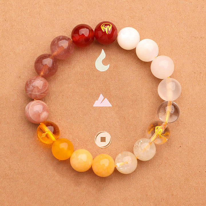 Bracelet de richesse en Buddha Stones, cinq éléments, divers cristaux d'agate, quartz vert fraise, pierre du soleil - image 29