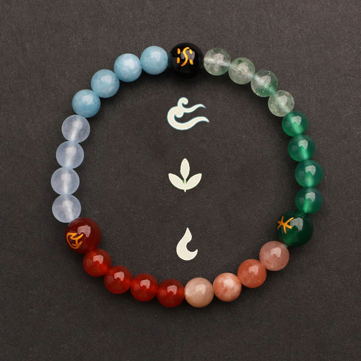 Bracelet de richesse en Buddha Stones, cinq éléments, divers cristaux d'agate, quartz vert fraise, pierre du soleil - image 35