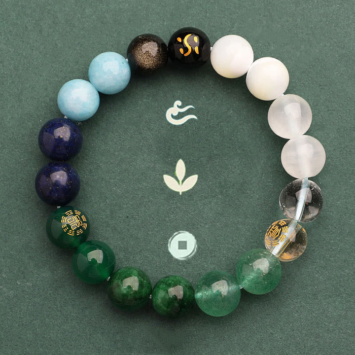 Bracelet de richesse en Buddha Stones, cinq éléments, divers cristaux d'agate, quartz vert fraise, pierre du soleil - image 49