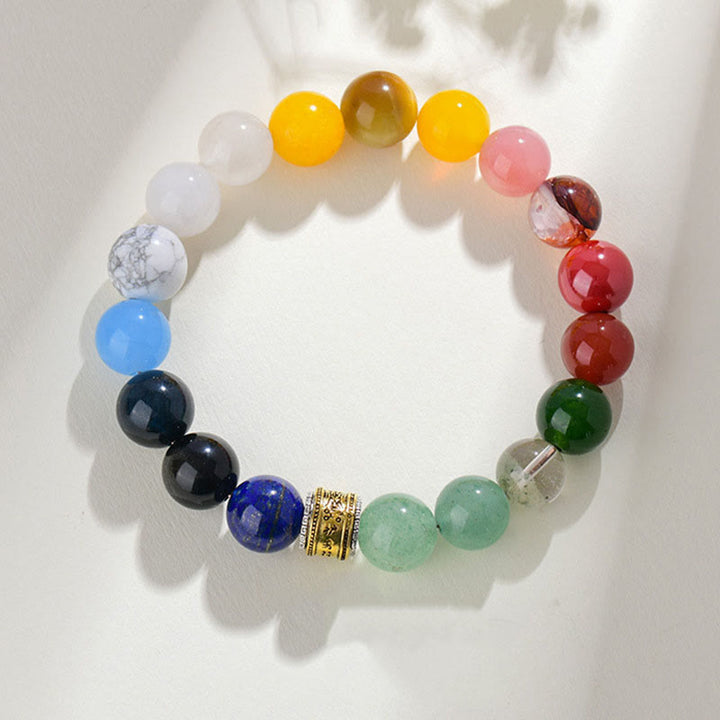 Buddha Stones Cinq éléments Divers cristaux d'agate Agate rouge Obsidienne brillante dorée Bracelet porte-bonheur en agate jaune