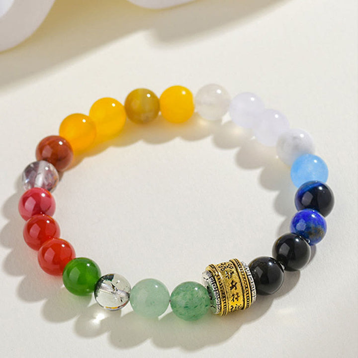 Buddha Stones Cinq éléments Divers cristaux d'agate Agate rouge Obsidienne brillante dorée Bracelet porte-bonheur en agate jaune