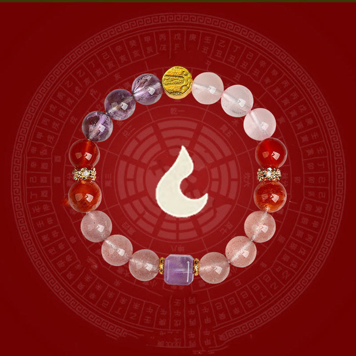 Buddha Stones Cinq éléments Divers cristal d'agate Fantôme vert Quartz rutile Agate raisin vert Bracelet porte-bonheur Malachite - image 18