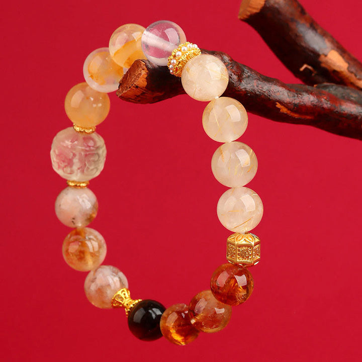 Buddha Stones Cinq éléments Divers cristal d'agate Fantôme vert Quartz rutile Agate raisin vert Bracelet porte-bonheur Malachite - image 24