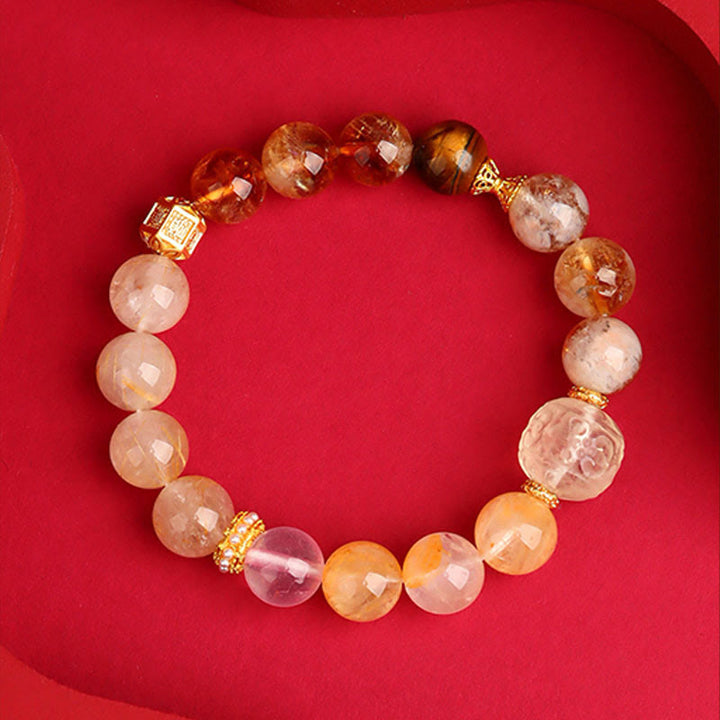 Buddha Stones Cinq éléments Divers cristal d'agate Fantôme vert Quartz rutile Agate raisin vert Bracelet porte-bonheur Malachite - image 25