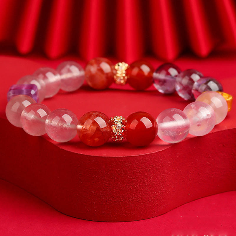 Buddha Stones Cinq éléments Divers cristal d'agate Fantôme vert Quartz rutile Agate raisin vert Bracelet porte-bonheur Malachite - image 19