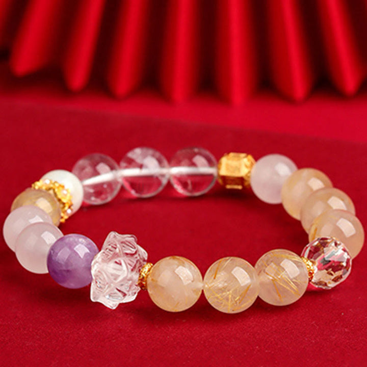 Buddha Stones Cinq éléments Divers cristal d'agate Fantôme vert Quartz rutile Agate raisin vert Bracelet porte-bonheur Malachite - image 21