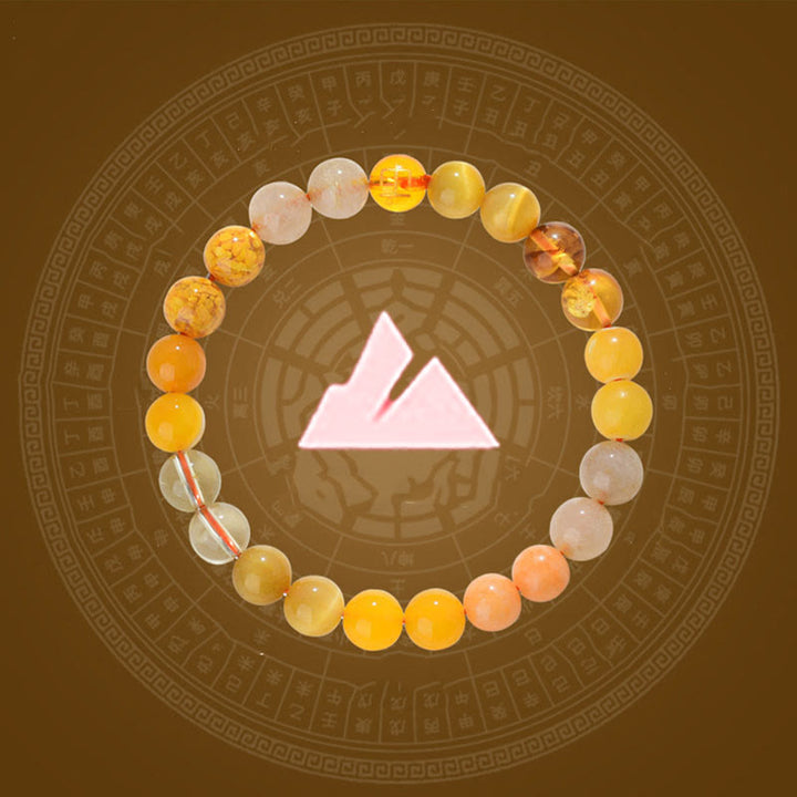 Bracelet porte-bonheur en Buddha Stones, cinq éléments, divers cristaux d'agate, quartz rutile, œil de tigre, agate jaune, citrine - image 1