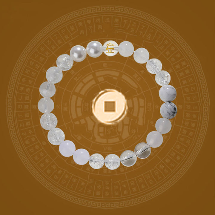 Bracelet porte-bonheur en Buddha Stones, cinq éléments, divers cristaux d'agate, quartz rutile, œil de tigre, agate jaune, citrine - image 12