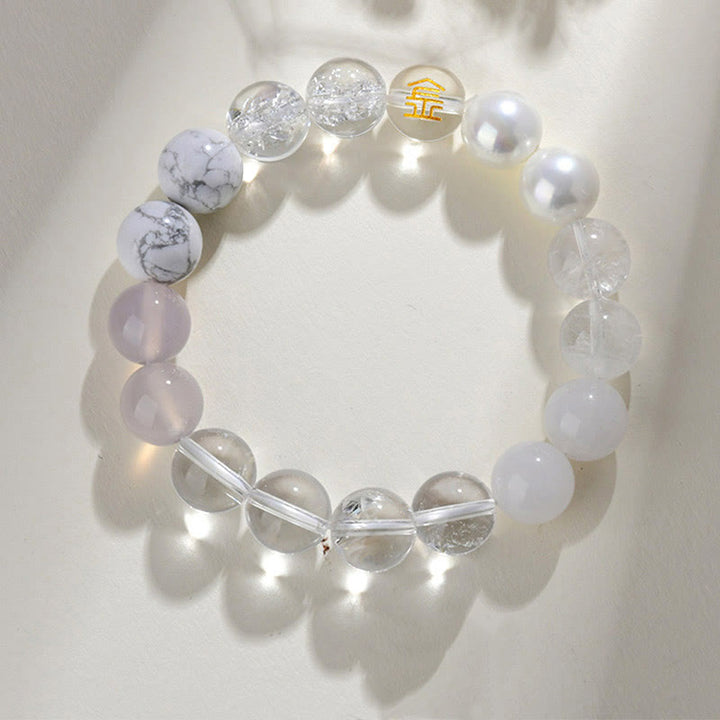 Bracelet porte-bonheur en Buddha Stones, cinq éléments, divers cristaux d'agate, quartz rutile, œil de tigre, agate jaune, citrine - Or (Tour de poignet : 14-16 cm) - 12 mm - image 14